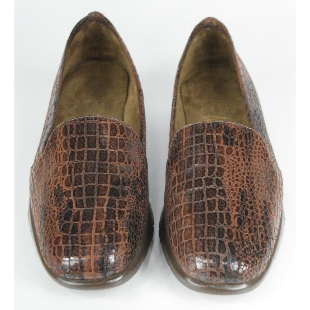 Aerosoles Army Women's Loafers Size 7.5 Embossed Crocodile Brown Stitch N Turn